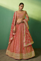 Designer Red detailed Indian tradition design on georgette lehenga with sequence and embroidery | bollywood lehenga